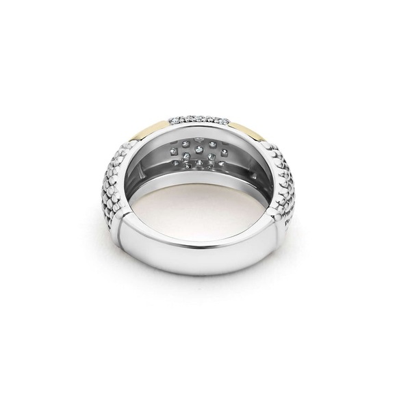 LAGOS HIGH BAR Two-Tone Station Diamond Ring - Picture 5 of 12